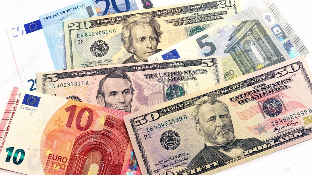 Euro and dollars banknotes