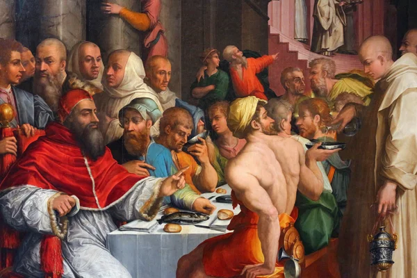 Giorgio vasari, dinner of st gregory the great — Stock Photo, Image