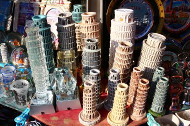 pisa tower, tuscany, italy, souvenirs for tourists clipart