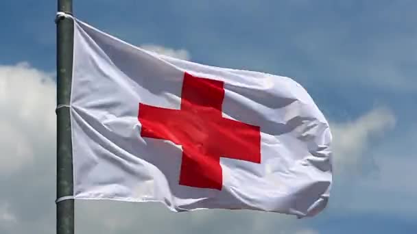 Flagge des Roten Kreuzes — Stockvideo