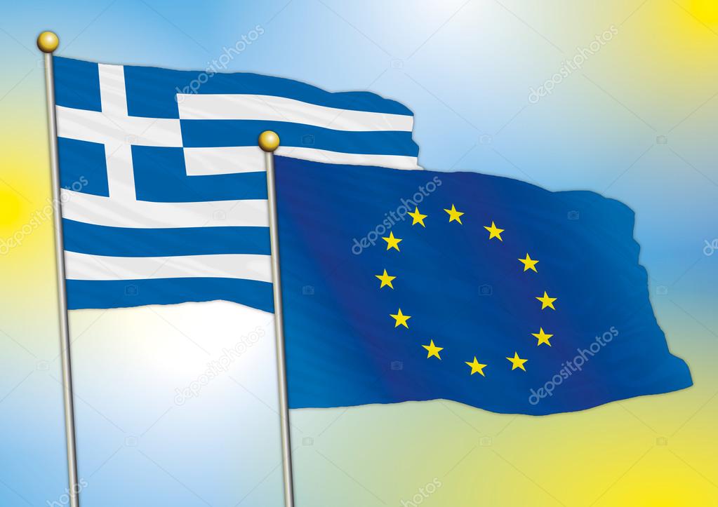 greece and europe flags