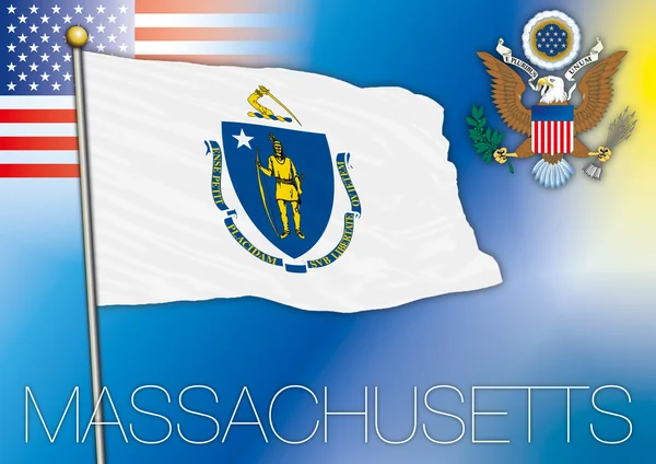 Bandera de Massachusetts — Archivo Imágenes Vectoriales