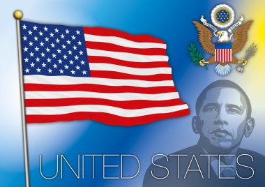 Amerika Birleşik Devletleri bayrağı ile barack obama portre