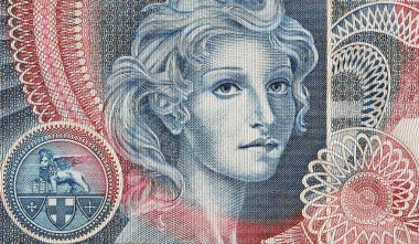 woman portrait, italian banknote particular clipart