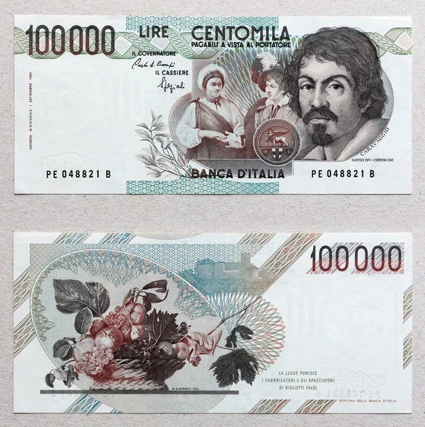 Billete de 100 mil liras, vintage — Foto de Stock