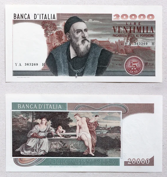 提香 vecellio 里拉钞票 — 图库照片