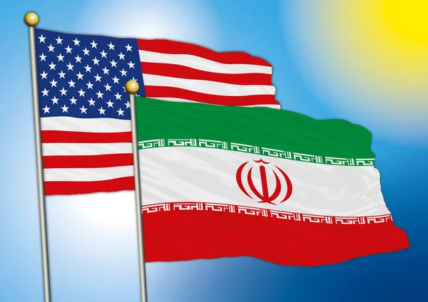 Banderas de Irán y EE.UU. — Vector de stock