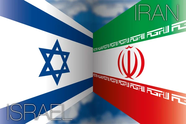 Drapeaux israéliens vs irans — Image vectorielle