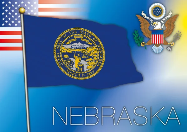 Nebraska bandera, nosotros estado — Vector de stock