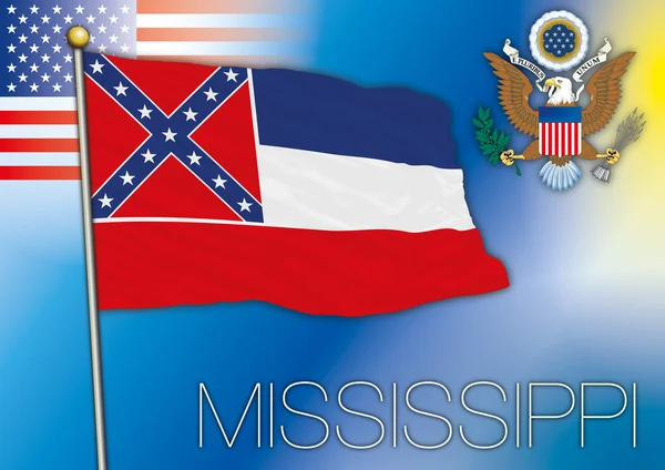 Flaga Mississippi, stanu USA — Wektor stockowy