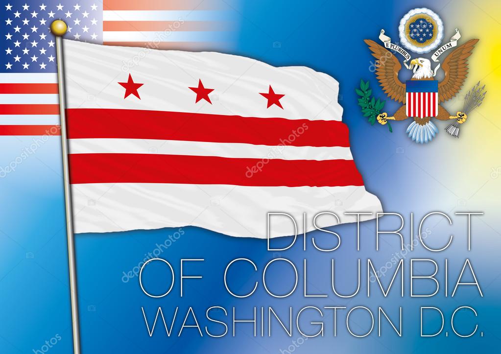 columbia district flag, washington city, us state