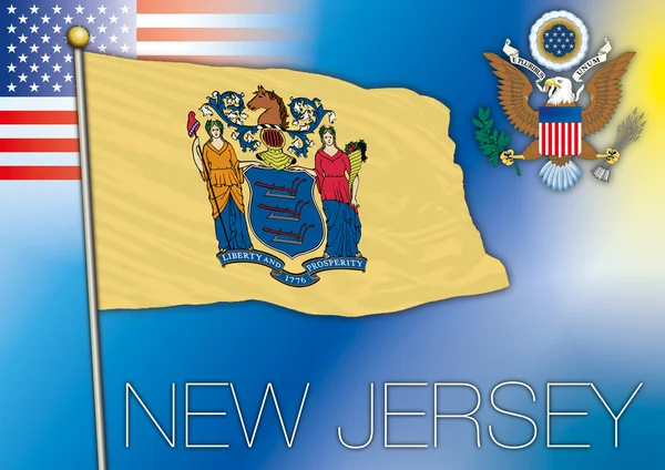 Nova Jersey nos bandeira do estado —  Vetores de Stock