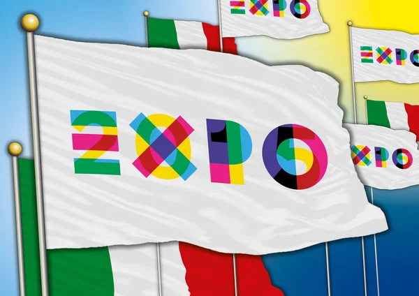 Expo 2015'e bayrak — Stok Vektör