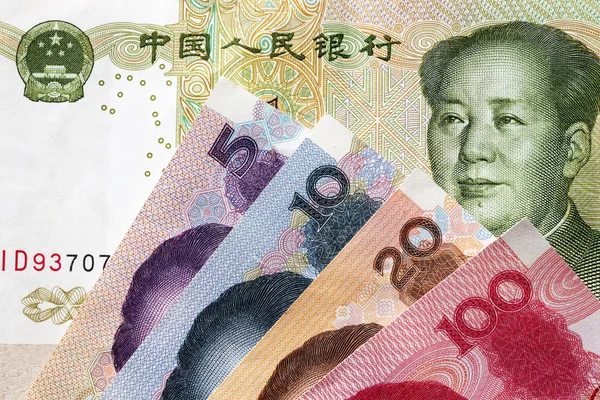 Yuan, chińska waluta, monety i banknoty — Zdjęcie stockowe