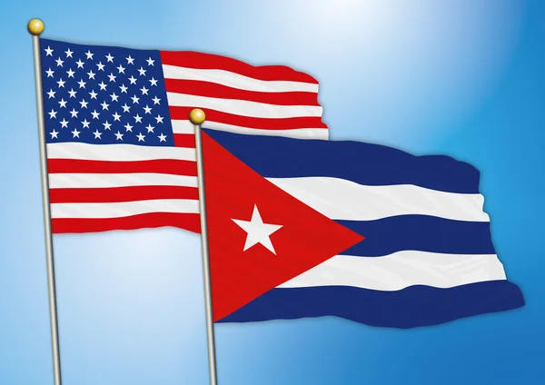 USA e bandiera cubana — Vettoriale Stock