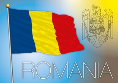 Romanya resmi ulusal bayrağı ve sembolü, Avrupa Birliği, vektör illüstrasyonu