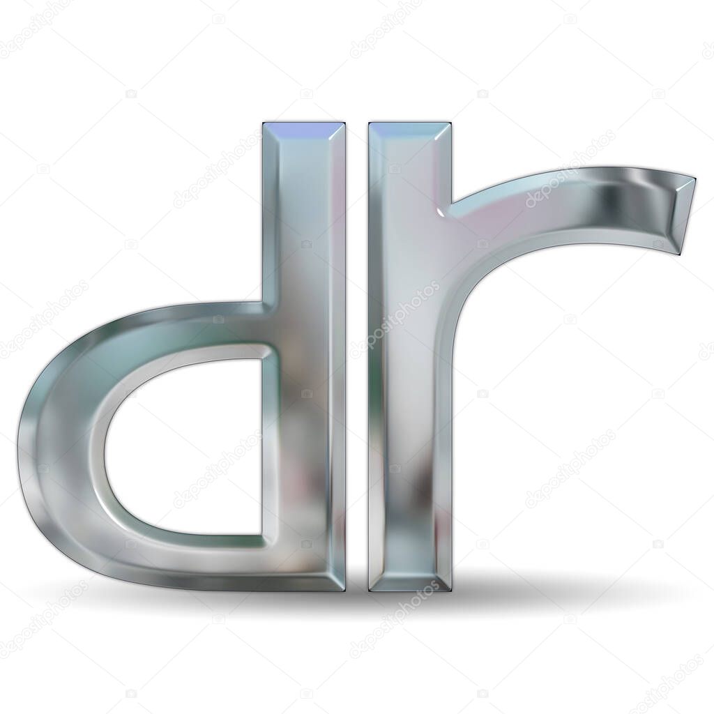 Italy, year 2025, DR cars industry metallic logo, graphic illustration on the white background