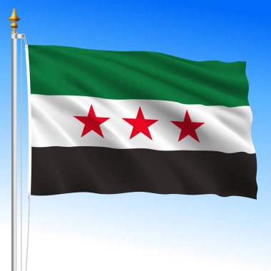 Suriye 'nin yeni ulusal bayrağı 2024, Asya ülkesi, vektör illüstrasyonu