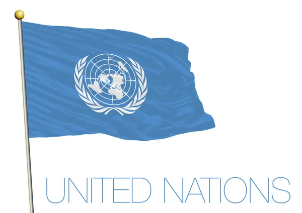 Bandiera sventolante delle Nazioni Unite isolata su sfondo bianco — Vettoriale Stock