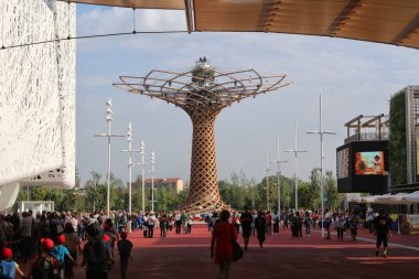 MILAN, - SEPTEMBER 19, 2015: Tree of life tower, world exhibition Expo 2015. clipart