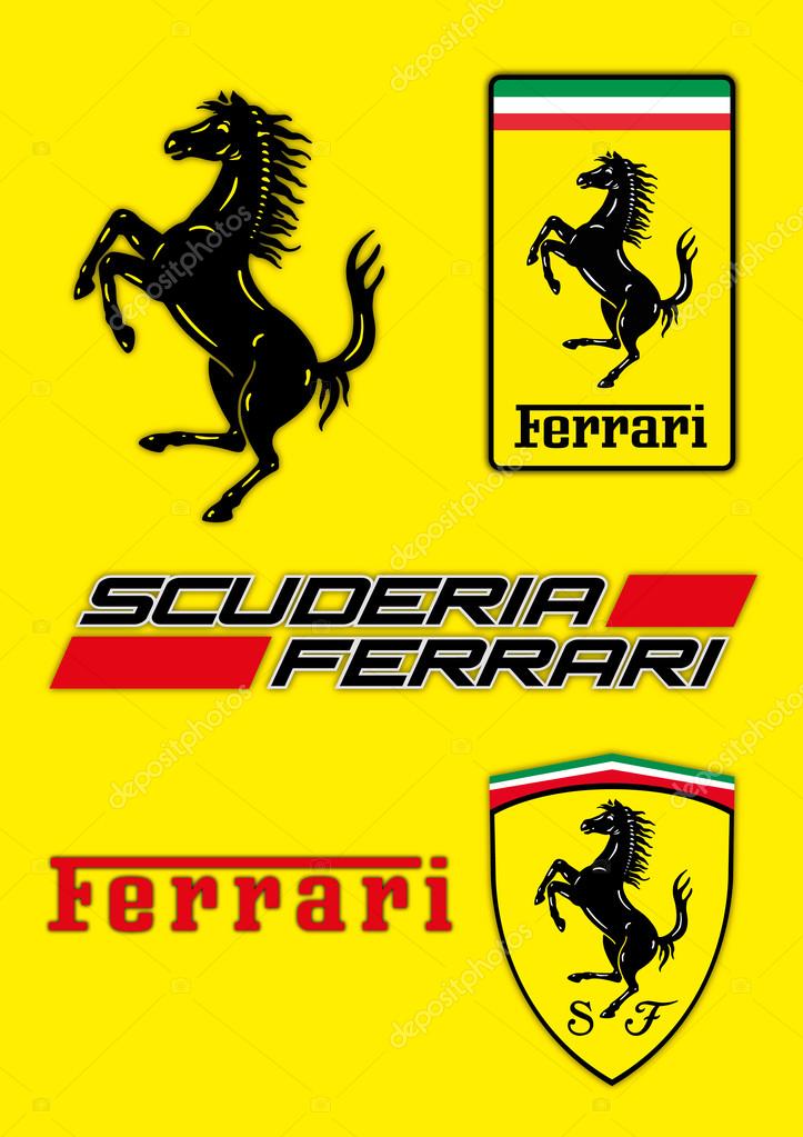 Vector illustration, ferrari logos, various kind