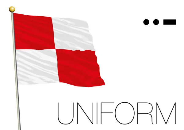 Uniif-Flagge, internationales Seesignal und Morsecode-Symbol — Stockvektor