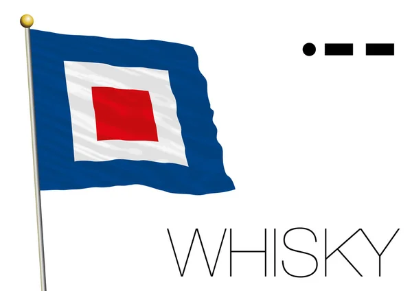 Drapeau whisky, signal maritime international et symbole morse — Image vectorielle