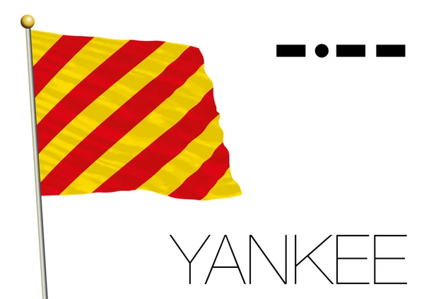 Yankee flagga, internationella sjöfartsorganisationen signal och morsekod symbol — Stock vektor