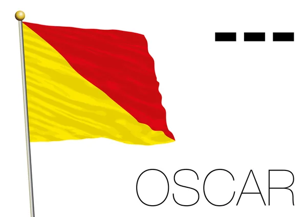 Flaga Oscar, międzynarodowych sygnałowy oraz morse symbol — Wektor stockowy