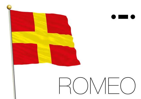 Romeo vlag, internationale maritieme signaal en morse symbool — Stockvector