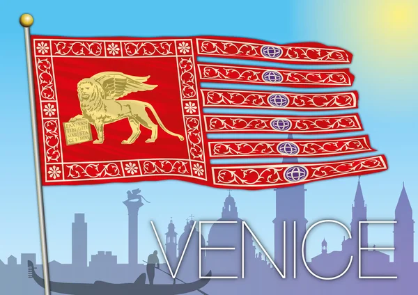 Wenecja flaga i city skyline — Wektor stockowy