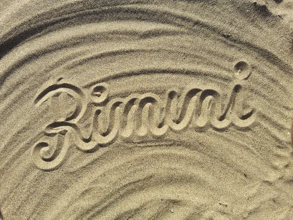 Rimini, Drawing on the sand — Stock Photo, Image