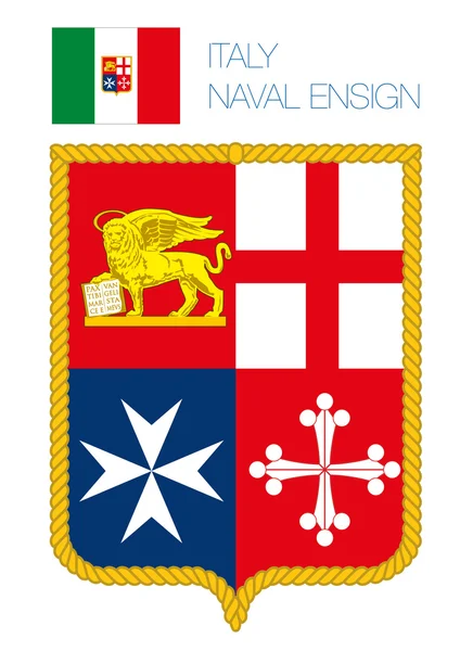 Italia bandera naval escudo de armas y bandera — Archivo Imágenes Vectoriales