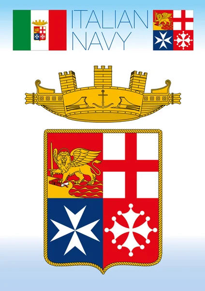 イタリア海軍旗、ジャックとの腕のコート — ストックベクタ