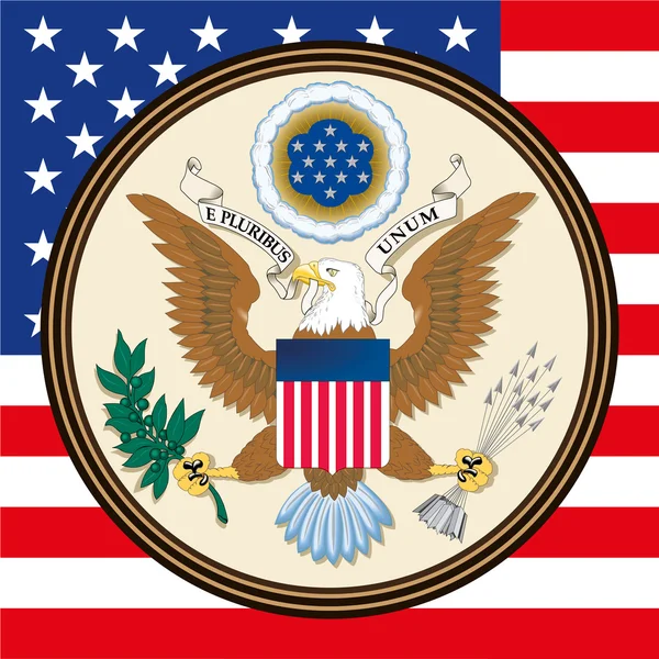Stany Zjednoczone herbu ramię i flaga — Wektor stockowy