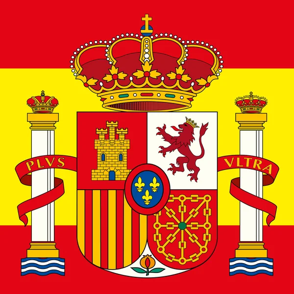 Escudo de España de brazo y bandera — Vector de stock