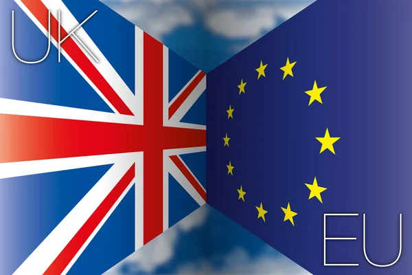 Drapeau du royaume uni contre drapeau de l'union européenne — Image vectorielle