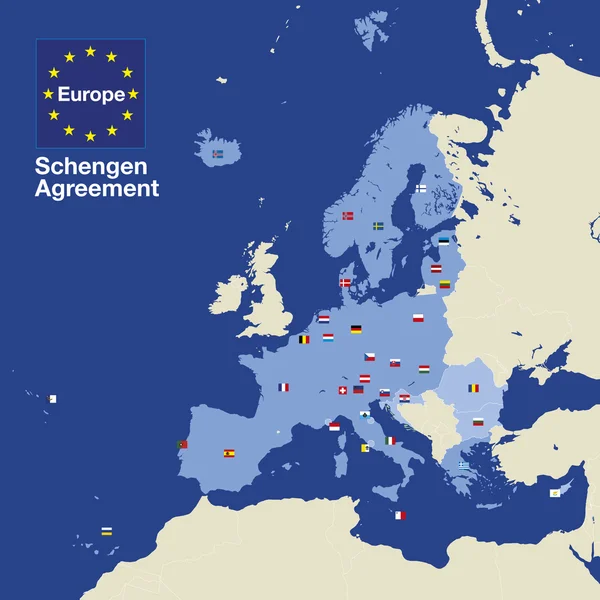 Шенгенська зона карта — стоковий вектор