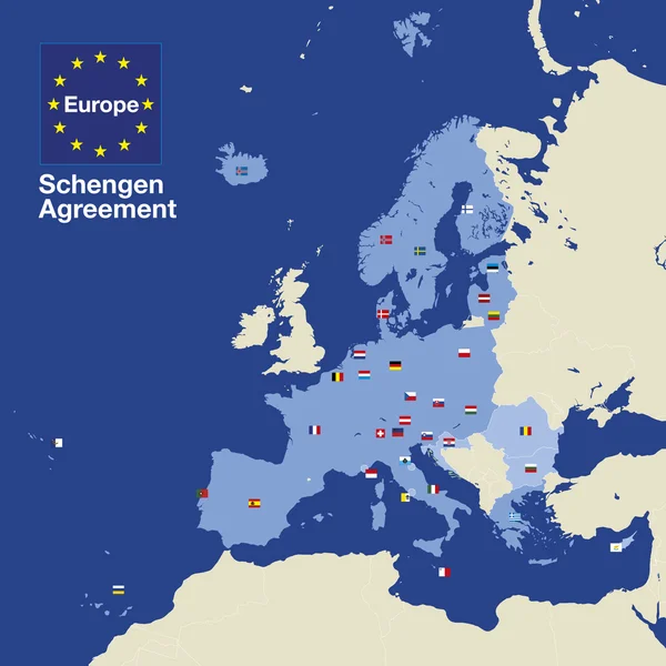 Schengen zone map — Stock Vector