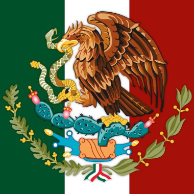 mexico coat of arm and flag clipart