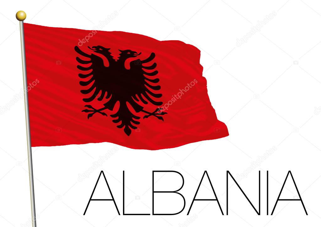 albania flag isolated on the white background