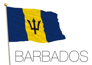 Beyaz arka plan üzerinde izole barbados bayrağı