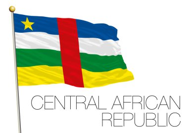 Beyaz arka plan üzerinde izole Orta Afrika Cumhuriyeti bayrağı