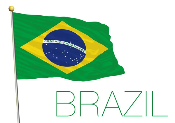 Bandiera brasiliana isolata sullo sfondo bianco — Vettoriale Stock