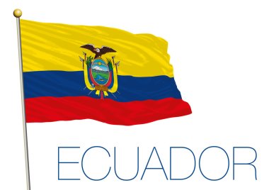 Beyaz arka plan üzerinde izole Ekvador bayrak
