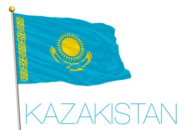 Beyaz arka plan üzerinde izole Kazakistan bayrağı