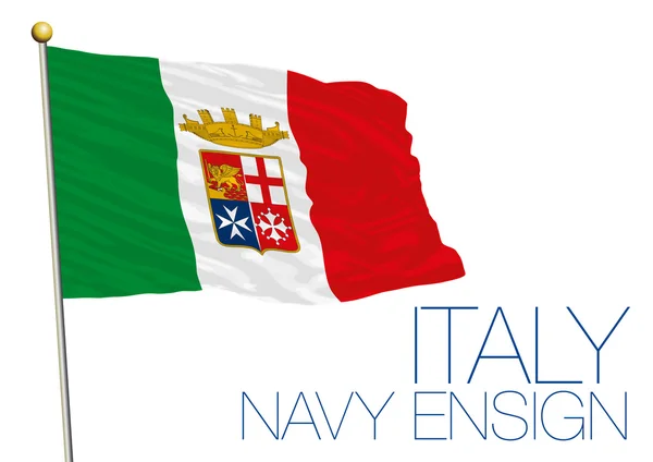 Bandiera della marina italiana isolata sullo sfondo bianco — Vettoriale Stock