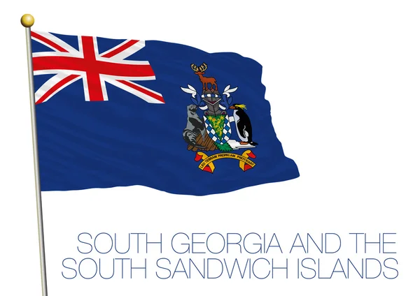 Sydgeorgien och södra sandwich islands flagga isolerat på den vita bakgrunden — Stock vektor