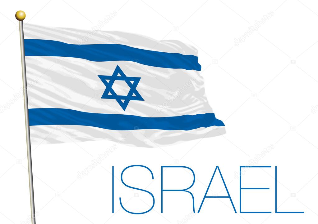 israel flag isolated on the white background