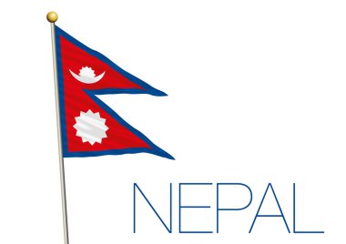 Beyaz arkaplanda Nepal resmi ulusal bayrağı izole edildi